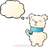 cartoon waving polar bear with thought bubble png