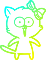 cold gradient line drawing of a cartoon cat png