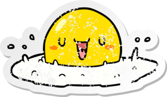 distressed sticker of a cartoon fried egg png