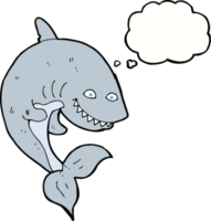 requin dessin animé avec bulle de pensée png