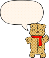 cartoon teddy bear with speech bubble in comic book style png