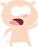 Cartoon-Schwein im flachen Farbstil, das schreit png