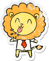 adesivo in difficoltà di un leone cartone animato felice png