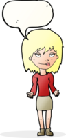 cartoon woman shrugging shoulders with speech bubble png