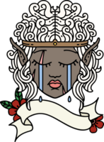 Retro Tattoo Style crying elf barbarian character face png