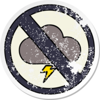 distressed sticker of a cute cartoon weather warning sign png