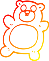 warm gradient line drawing of a cartoon teddy bear png