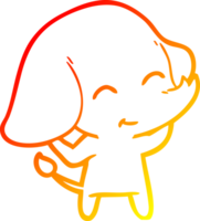 warm gradient line drawing of a cute cartoon elephant png