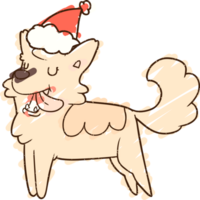 dibujo de tiza de perro de navidad png