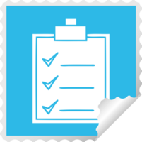 square peeling sticker cartoon of a check list png