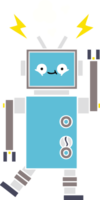 flat color retro cartoon of a dancing robot png