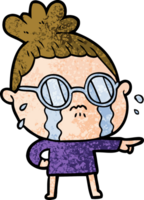 Cartoon weinende Frau mit Brille png