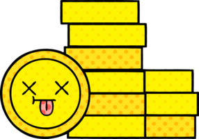 comic book style cartoon of a coins png