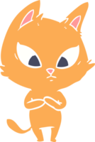 confused flat color style cartoon cat png