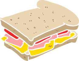 flat color style cartoon ham sandwich png