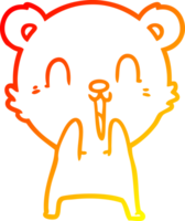 warm gradient line drawing of a happy cartoon polar bear png