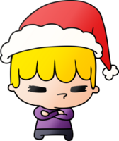 hand drawn christmas gradient cartoon of kawaii boy png