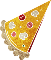 retro Illustration Stil schrullig Karikatur Scheibe von Pizza png