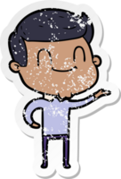 distressed sticker of a cartoon friendly man png