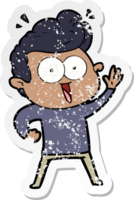 distressed sticker of a cartoon staring man png