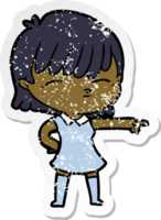 distressed sticker of a cartoon woman png