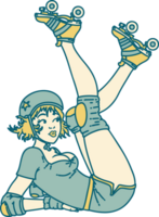 tatuagem em estilo tradicional de uma garota pinup roller derby png