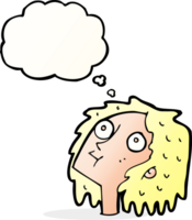 cartoon staring woman with thought bubble png