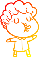 warm gradient line drawing of a cartoon man pulling face png