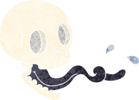 retrò illustrazione stile strambo cartone animato cranio png