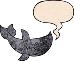 cartoon shark with speech bubble in retro texture style png