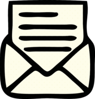 comic book style cartoon of a letter and envelope png