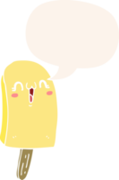 dibujos animados congelado hielo paleta con habla burbuja en retro estilo png