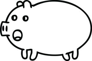 line drawing cartoon of a pig png