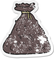 distressed sticker of a cartoon old hessian sack png