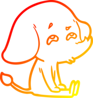 warm gradient line drawing of a cartoon elephant remembering png