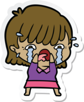 klistermärke av en tecknad flicka som gråter png