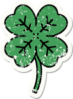distressed sticker tattoo in traditional style of a 4 leaf clover png