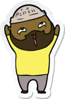 sticker of a cartoon happy bearded man png