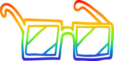 rainbow gradient line drawing of a cartoon square spectacles png