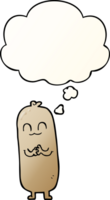 cartoon sausage with thought bubble in smooth gradient style png