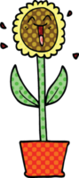 flor de dibujos animados de estilo cómic en maceta png