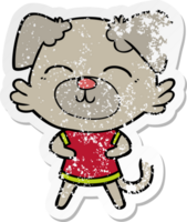 distressed sticker of a cartoon dog png