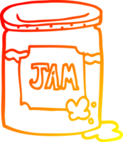 warm gradient line drawing of a cartoon jam pot png