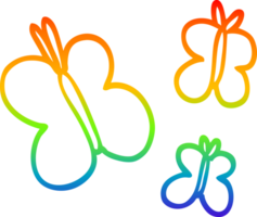 rainbow gradient line drawing of a cartoon butterflies png