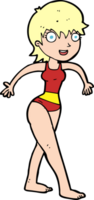 cartoon happy woman in swimming costume png