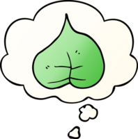 cartoon leaf with thought bubble in smooth gradient style png