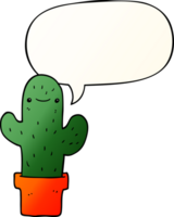 cartoon cactus with speech bubble in smooth gradient style png