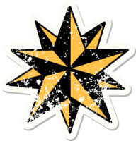 distressed sticker tattoo in traditional style of a star png