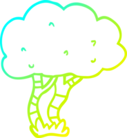 cold gradient line drawing of a cartoon tree png