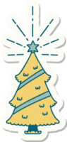 klistermärke av en tatuering stil jul träd med stjärna png